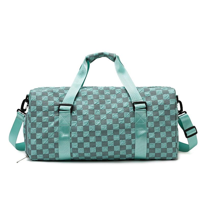 Chessboard Fashion Sports Fitness Travel Bag Large Capacity Multifunctional Yoga Bag Dry and Wet Separation Shoulder Bag