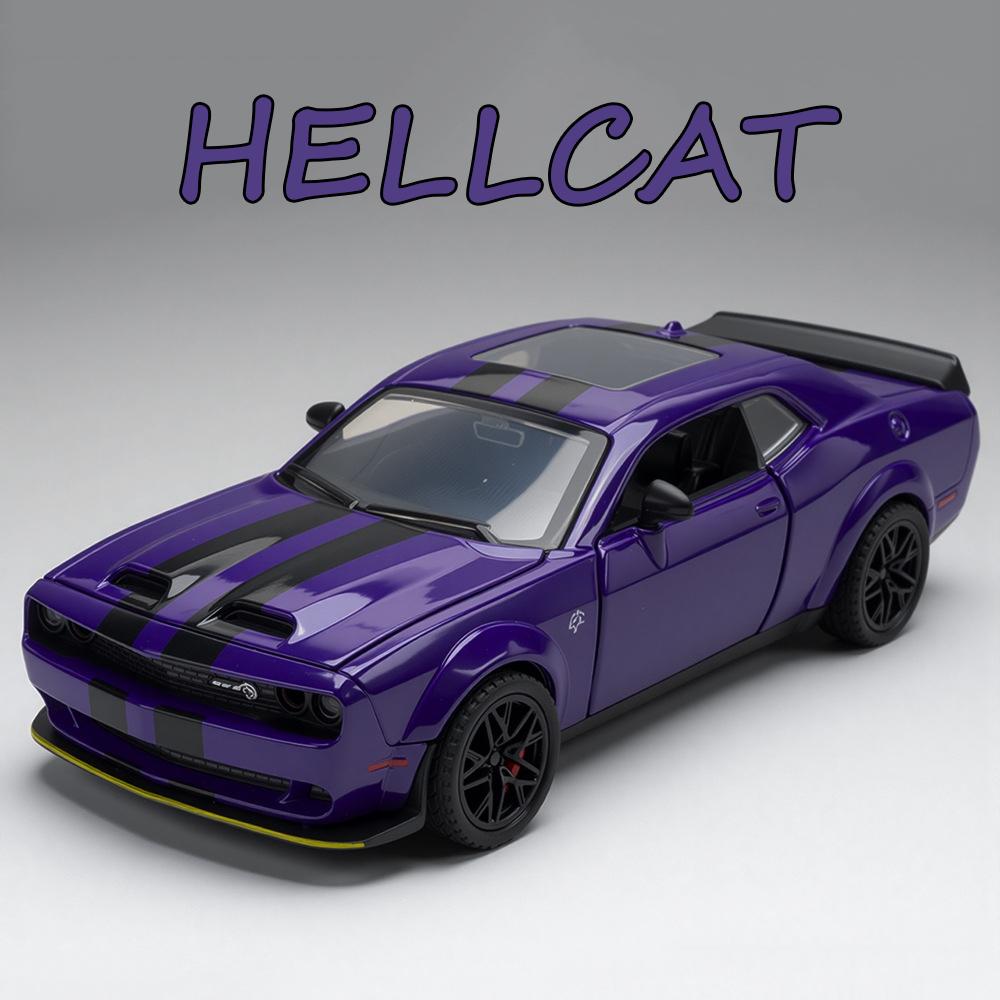 1:32 Challenger SRT Hellcat Hračky Auta Modely Slitina Tlakové lití se Světlem Hudbou Miniaturní Vozidlo Stahovací Auto Narozeninové Dárky