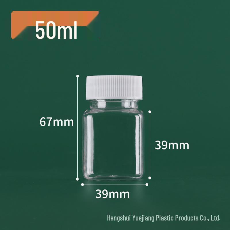 Transparent 100ml Wide Mouth PET Square Bottle for Capsules, Beads, or Dispensing