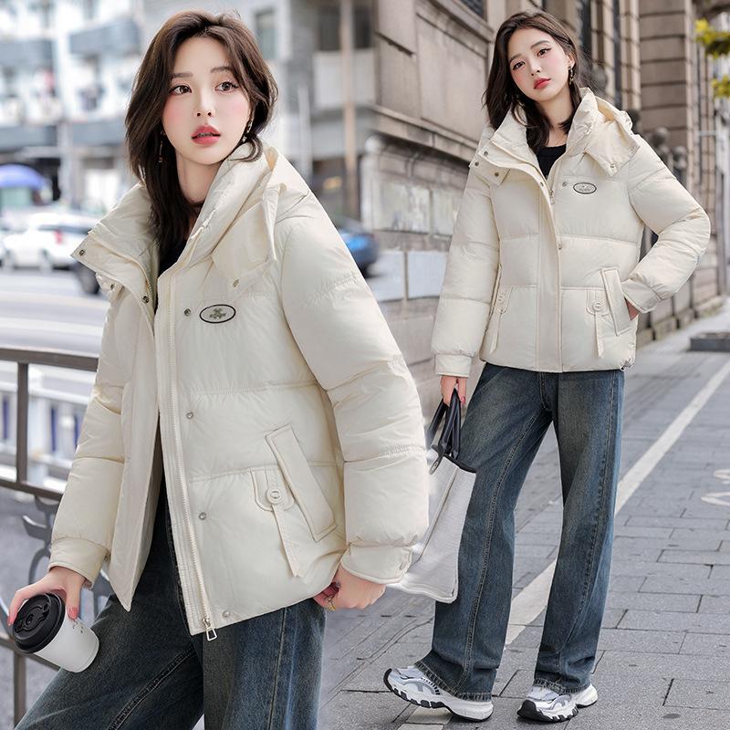 Women’s Short Hooded Windproof Thicken Warm Winter Jacket With Raglan Sleeves