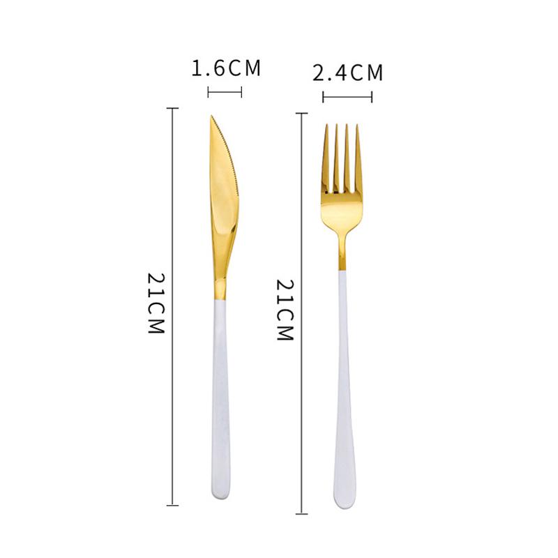Nordic Gold Rim Steak Knife & Fork Plate Set - Western Dining & Breakfast Tableware