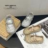 Girls Sandals Summer New Children's Hollow Breathable Mary Jane Sandals Woven Flat All-inclusive Beach Shoes
