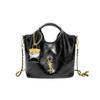 Black Argyle Basket Single Shoulder Handbag - High-End Retro Soft Leather Crossbody Bag for Women