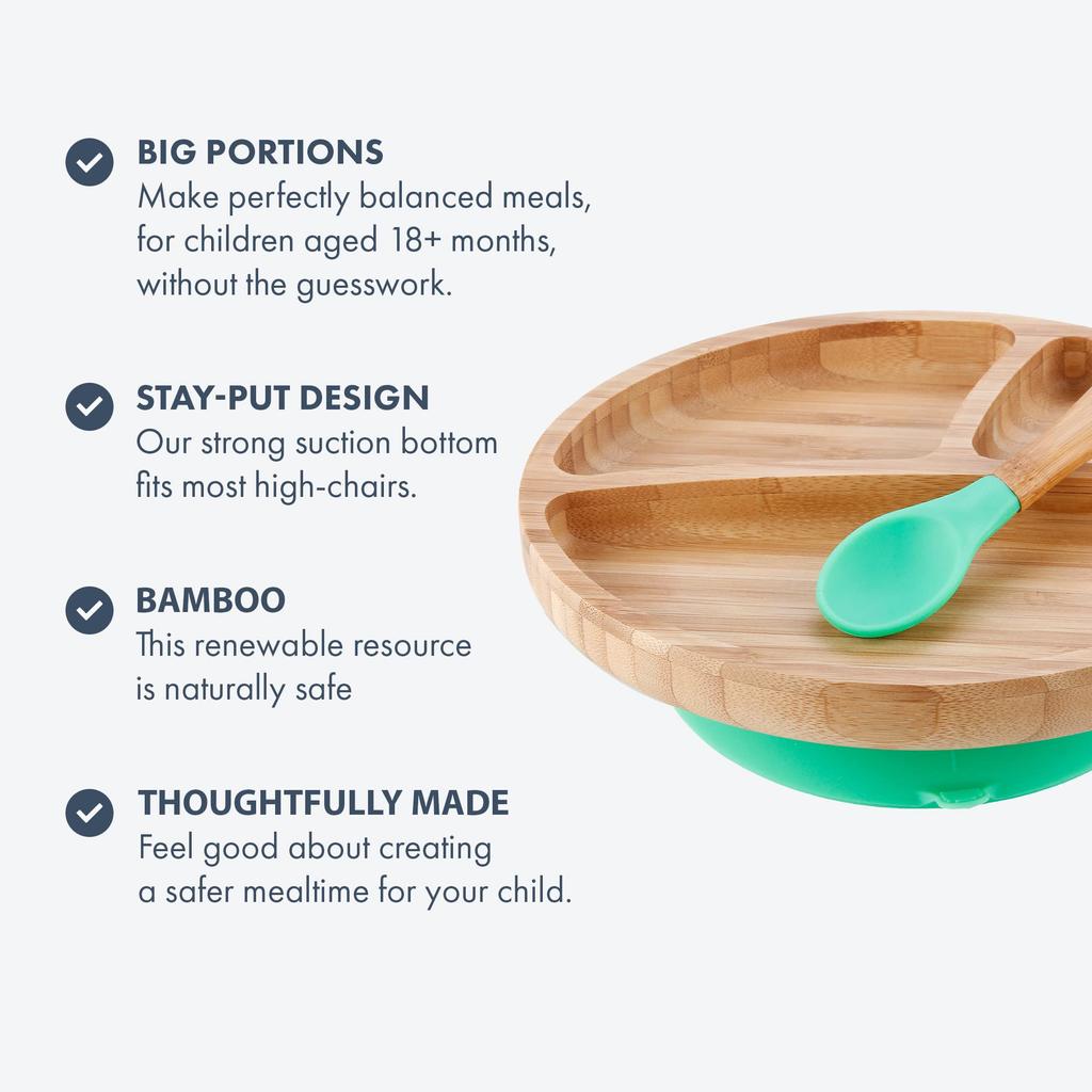 Smart Start Avanchy Baby Food Plate Wide with Suction Cup and Spoon Yellow 1 Piece Anti-spill (x 1)