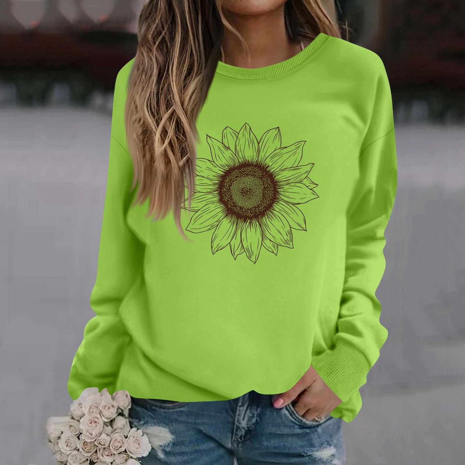 

Женская модная повседневная толстовка с длинным рукавом и круглым вырезом с принтом M зелёный