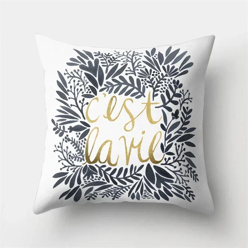 Tropical  Letter Flower Plant Polyester Pillowcase Sofa Living Room Home Decoration Car Waist Cushion Cover