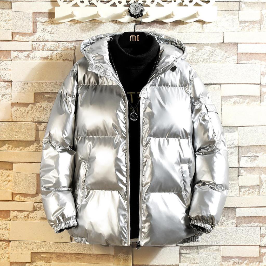 Winter Men's Fashion Thickened Hooded Loose Glossy Cotton-padded Jacket Hong Kong Style Loose Casual Bread Jacket