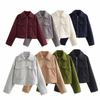 European & American Style Women's Suede Short Jacket with Zipper