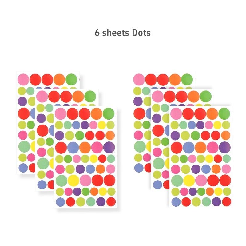 6 Sheets Colorful Stickers Pack Mini Star Heart Dots Self-adhesive Paper Marker Notes Decoration for Diary Album Reward