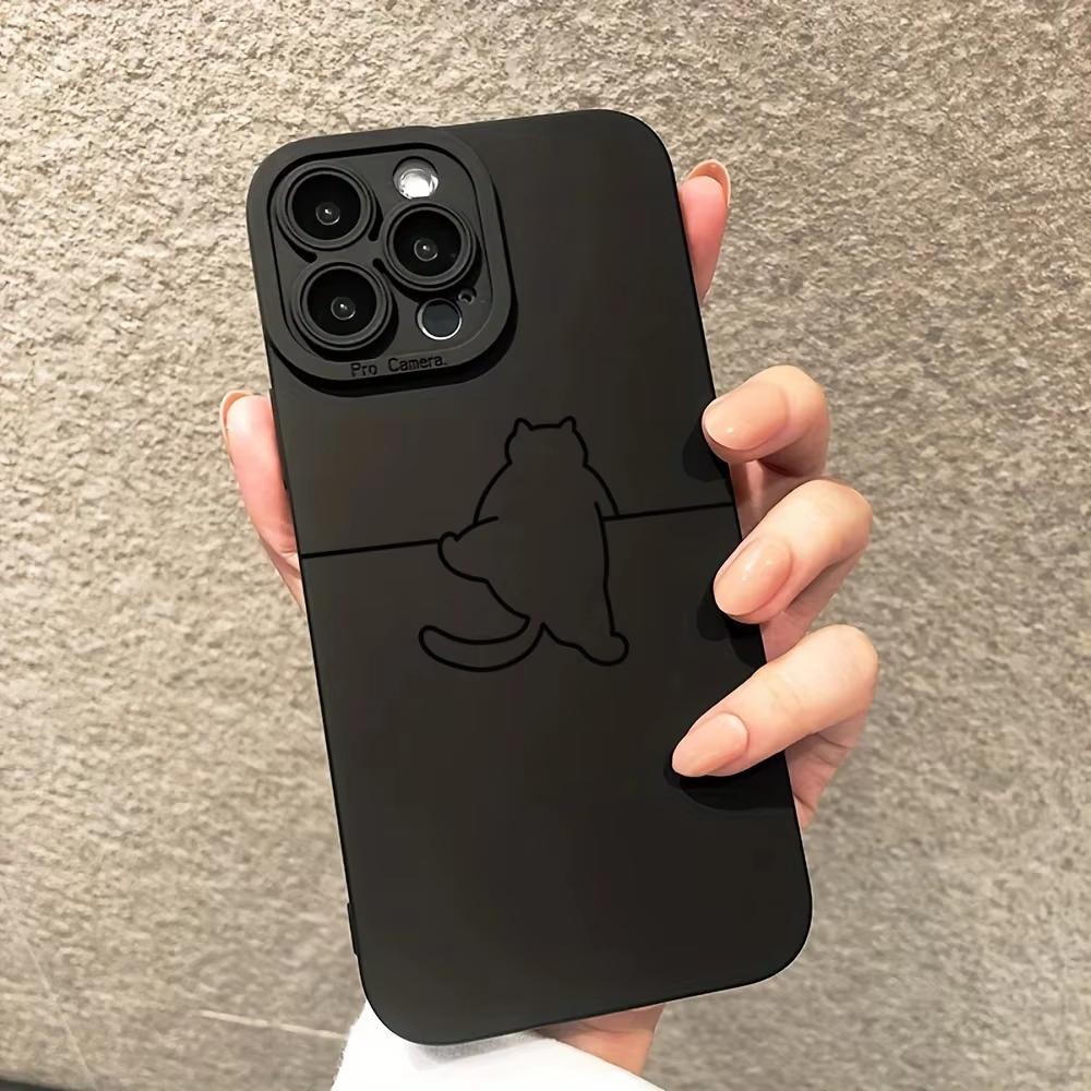 Cute Cartoon Line Cat Phone Case For Samsung Galaxy S25 S24 S23 Ultra S22 Plus S21 S20 FE A55 A54 A35 A15 Shockproof Cover