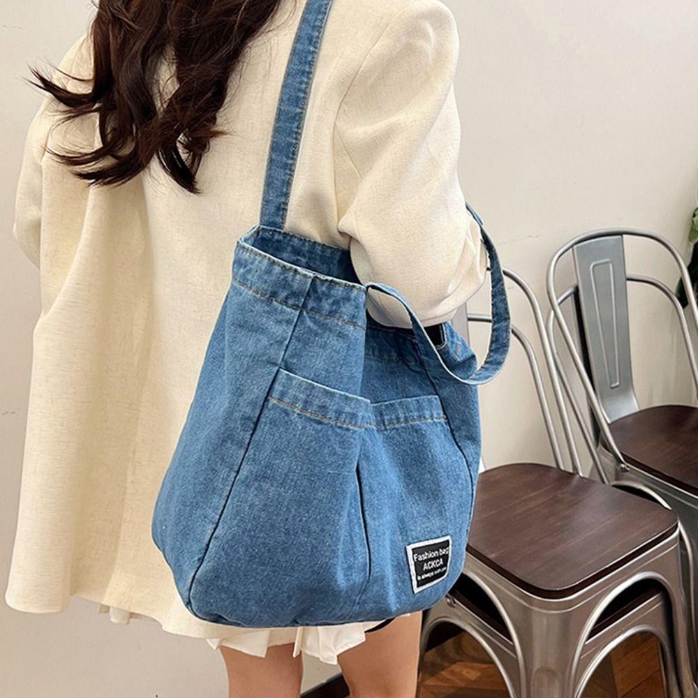 Storage Bag Denim Handbag Oxford Casual Shoulder Bag Vintage Large Capacity Tote Bag  Outdoor