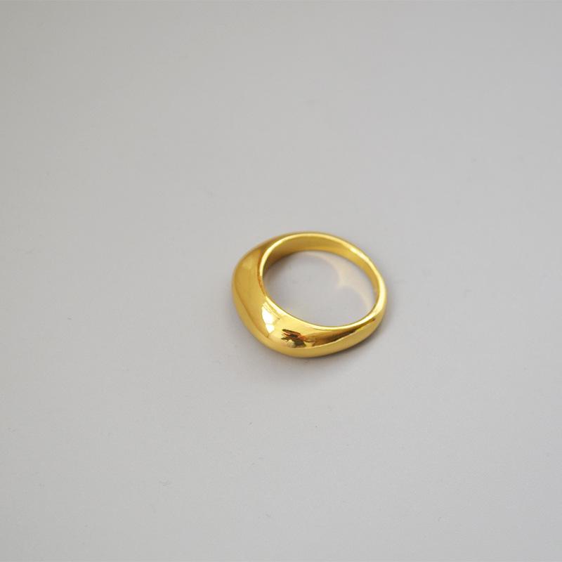 Gold-Plated Brass Minimalist French Style Arc Ring – Trendy Index Finger Jewelry