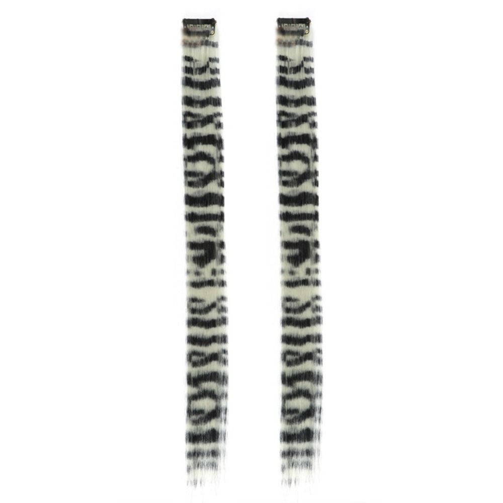2Pcs Rainbow Long Straight Hairpiece Seamless Hanging Ear-dye Wig Feather Hair Extensions  Women