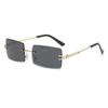 2PCS Square Avant-Garde Stylish Small Frame Sun Glasses Female Gradient Color Frameless Super Cool Net Red Sunglasses