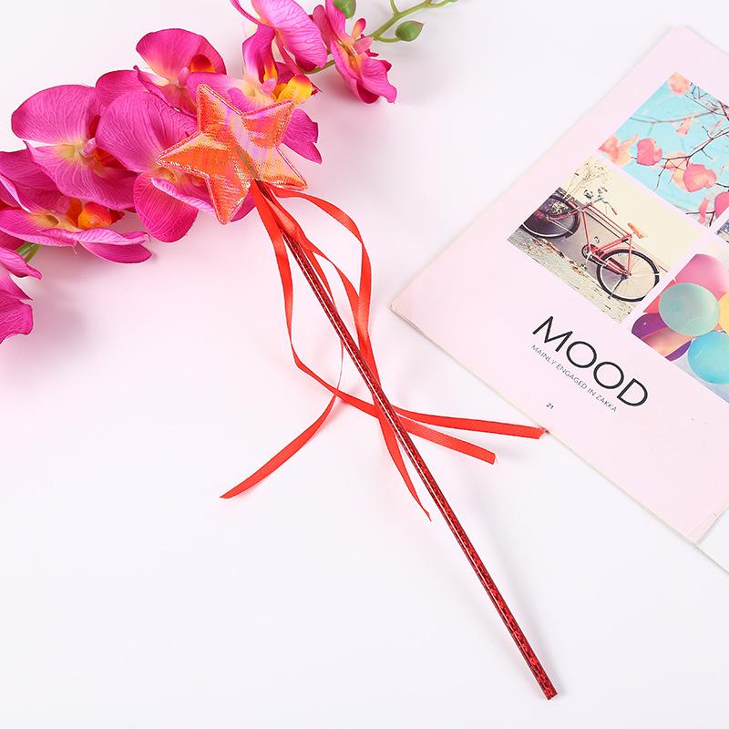 5/10Pcs Princess Fairy Magic Wands Shiny Ribbon Star Durable for Cosplay Party Kids Pretend Role Play Props