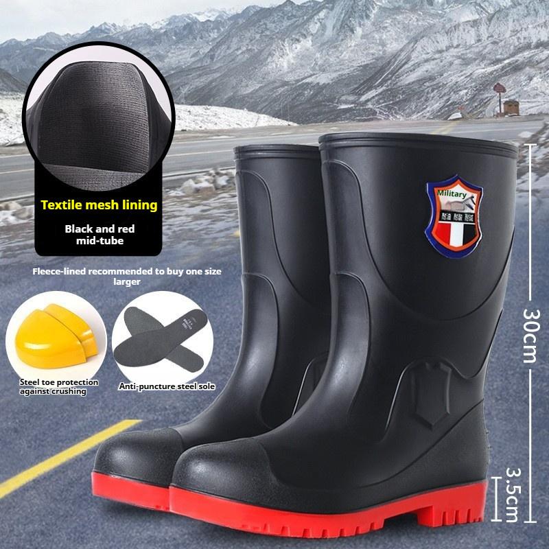 Outdoor Anti-smash Rain Boots Men's Protective Water Shoes Anti-puncture Non-slip Rain Boots High-top Work Water Boots