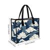Japanese Wave Pattern Tote Bag Large Capacity Daily Use Shoulder Bag for Women