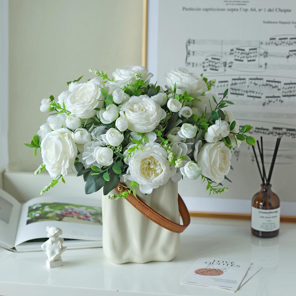 1PC Artificial Flowers Wedding Table Home Bedroom Decorations Bridal Bouquet Garden Fake Silk Peony Hydrangeas Vases Outdoor Diy