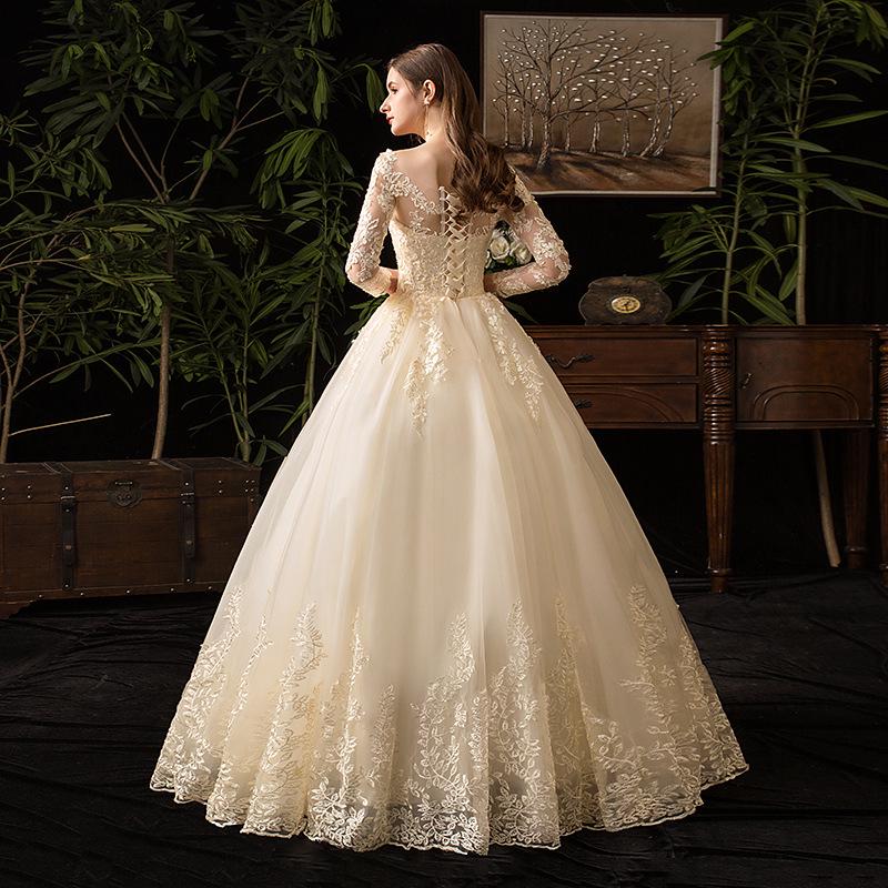 2024 Luxury Lace Long Sleeve Wedding Dress for Brides, Plus Size, D50