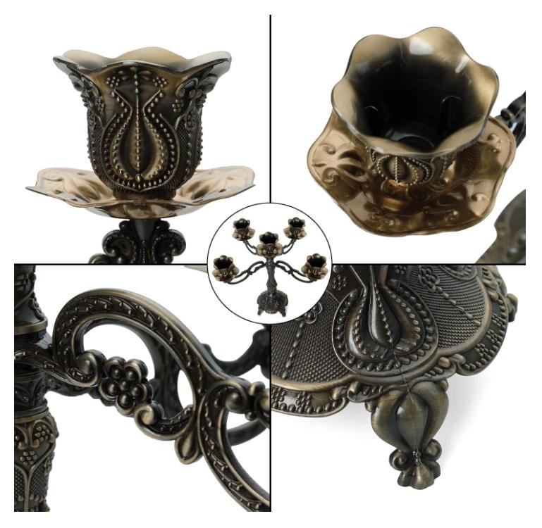 1/3/5-Candle Metal Candelabra Tall Candlestick Candle Holders for Home Decor Wedding Christmas Church Halloween Party