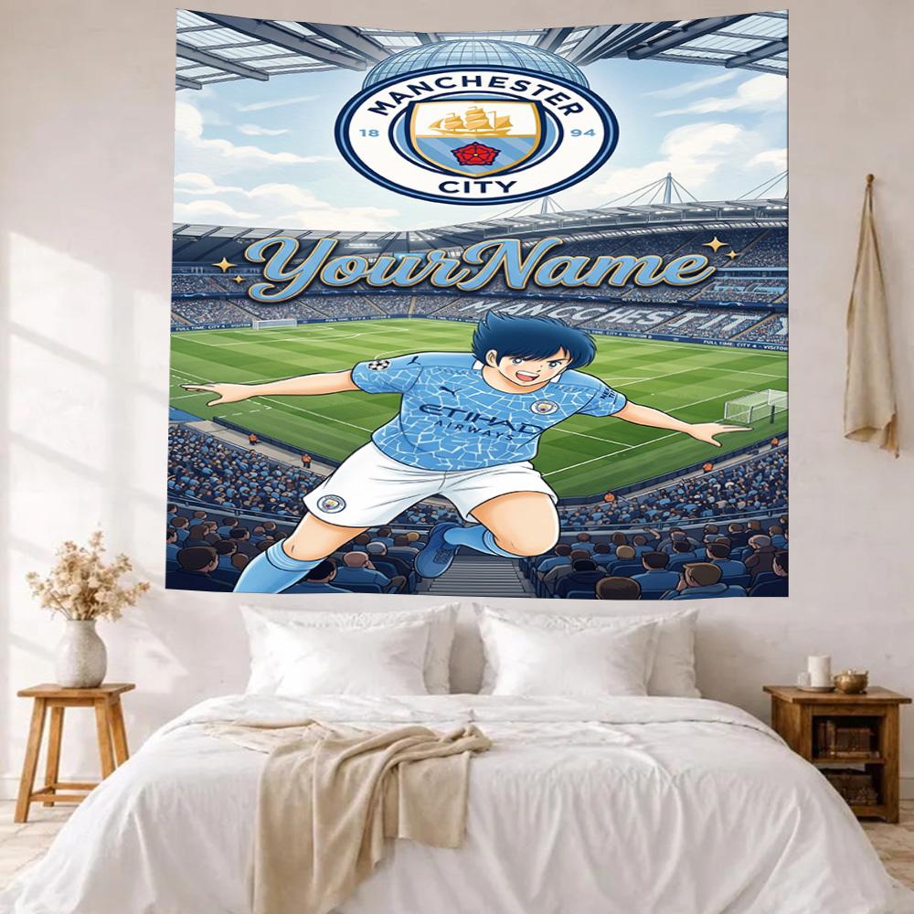 Manchester City Benutzerdefinierte Ihr Name Wanddekoration Wandteppich Kunst Für Haustier-Gedenken Geburtstag Hochzeitsparty Kulisse Familien Geschenk