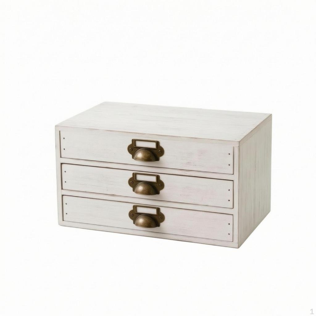 Wooden Tabletop Organizer with Drawers Rustic Chest of Vintage Desktop Cabinet for
