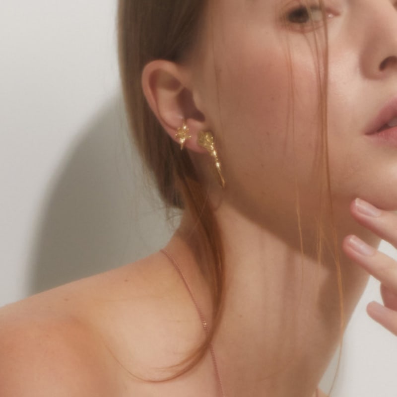 BOLDIERE Flower Hoop Earcuff_ E19[Gold]