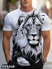 Men's 3D Printed Lion Short-sleeved Crew Neck T-shirt for Summer, Soft and Breathable, Casual and Comfortable, Suitable for Outdoor Sports.