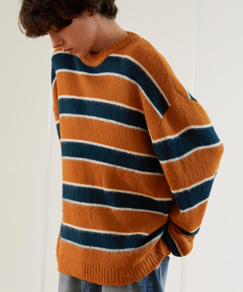 TRIP LE SENS Color Mix Stripe Round Knit_Orange