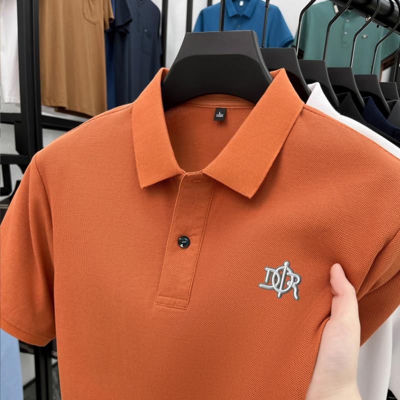 Βαμβακερή Ανδρική Μπλούζα Πόλο Υψηλής Ποιότητας Λαιμόκοψη Κοντομάνικη Καλοκαιρινή Εξαιρετική Εκτύπωση Γραμμάτων Μόδα Επαγγελματική Ανδρική Ένδυση