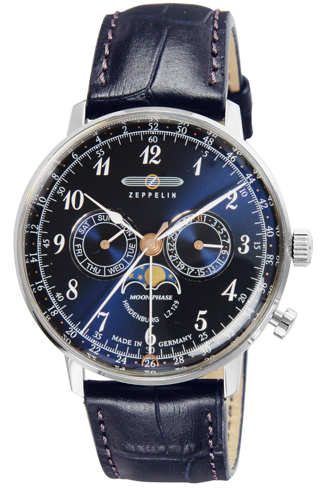 

[Zeppelin] Wristwatch Hindenburg Navy Dial Stainless Steel Quartz MOONPHASE 39.5MM Germany Watch 7036-3 Men s [Used]