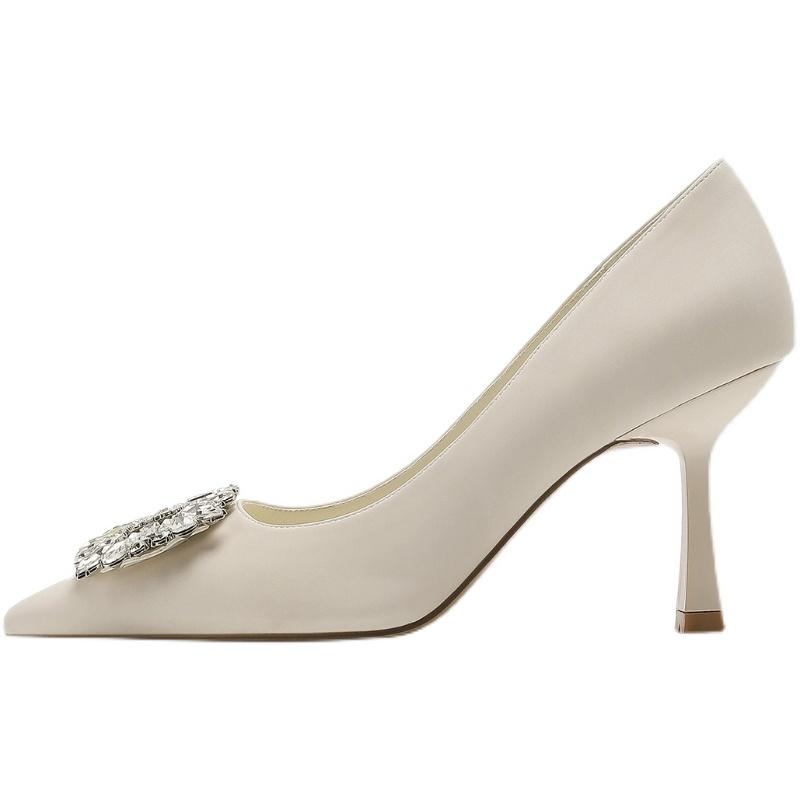 Mesh fine heel single shoes women's summer 2025 new with skirt bow gentle fairy wind shallow mouth high heels