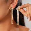 Exquisit Zircon Bowknot Tassel Earrings for Women Lady Europea and America Style Classic Long Dangle Earrings Jewelry Wholesale