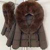 Removable oversized fox fur collar women's short down jacket women's winter new hooded waist and thin fur jacket