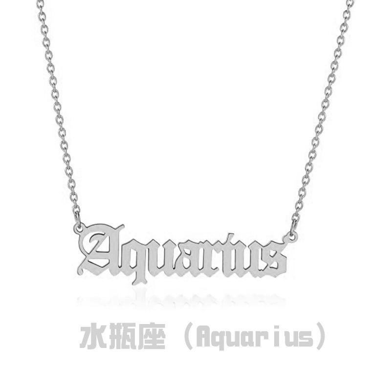 Европейская и американская титановая сталь 12 созвездий Цепочка на ключицу Нержавеющая сталь Английский алфавит 12 созвездий Ожерелье Ключица Изысканное