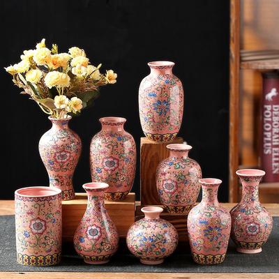 Enamel Flower Vase Decoration New Chinese Retro TV Cabinet Decoration Ceramic Minimalist Chinese Flower Arrangement Vase ZF517