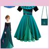 Encantador Vestido de Fantasia Cosplay Anna Frozen Infantil Para Festas Halloween