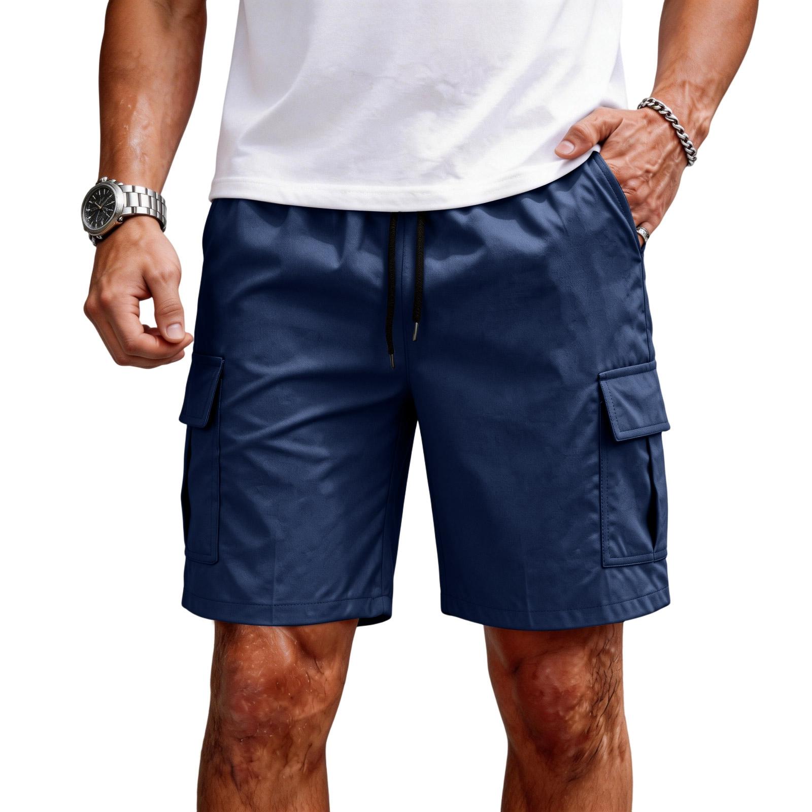 

Mens Cargo Shorts Casual Lightweight Drawstring Men Cargo Shorts with Pockets Mens Shorts Cargo for Outdoor Work Shorts for Men XL Темно-синій