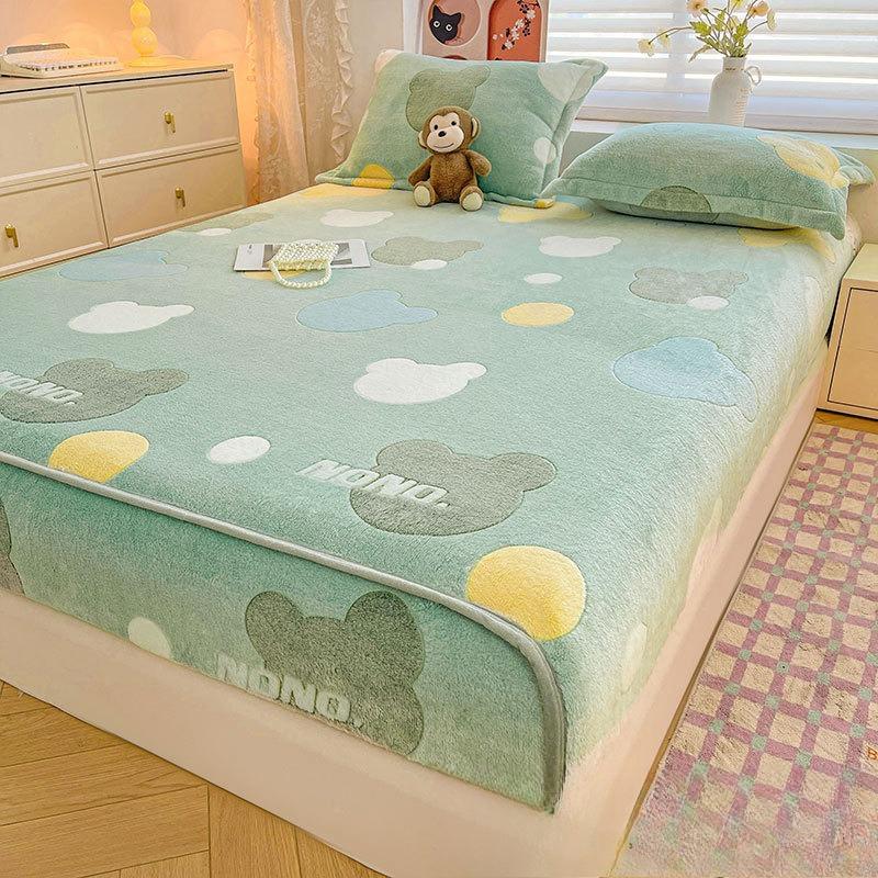 Milk fleece mattress winter thickened Simmons bedspread protective cover fleece non-slip