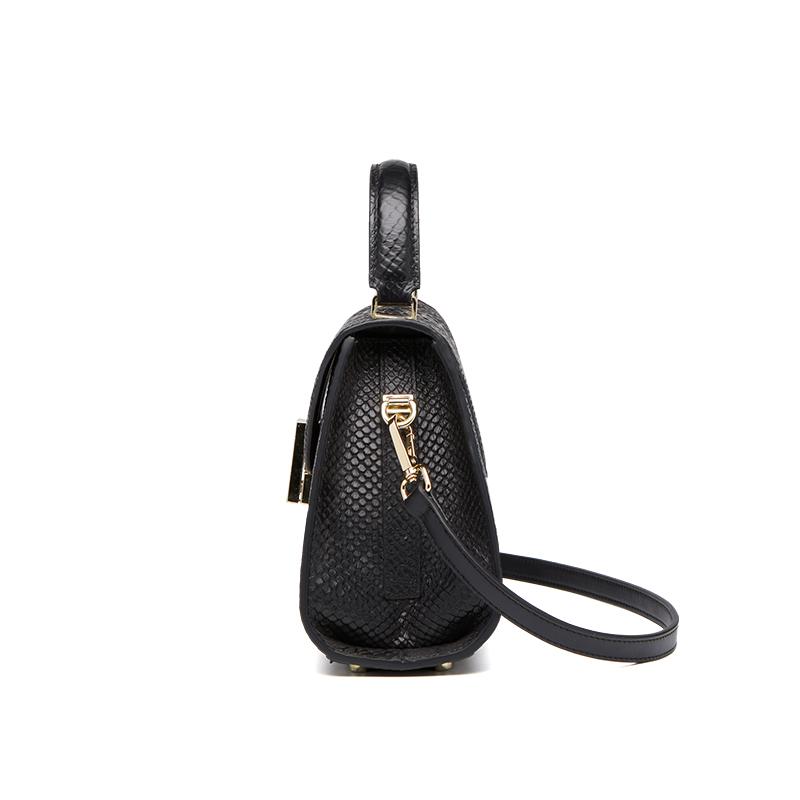 Limited Serpentine Pattern Real Leather Shoulder Bag for Women Business Bag Black Bags