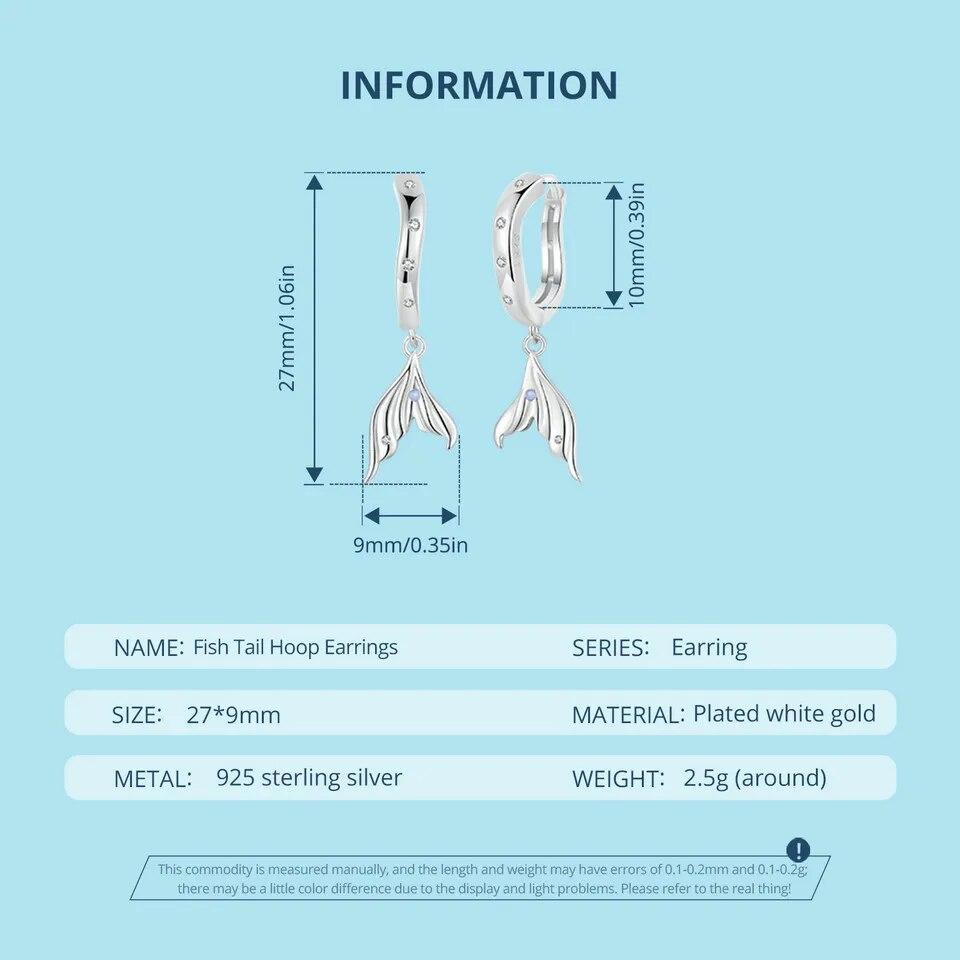 BAMOER 925 Sterling Silver Hoop Earrings for Women, Dainty Gold Plated Earring Hypoallergenic Fish Tail Earring Gift