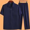 Short-Sleeve Cotton & Linen Lapel Shirts for Middle-Aged Men