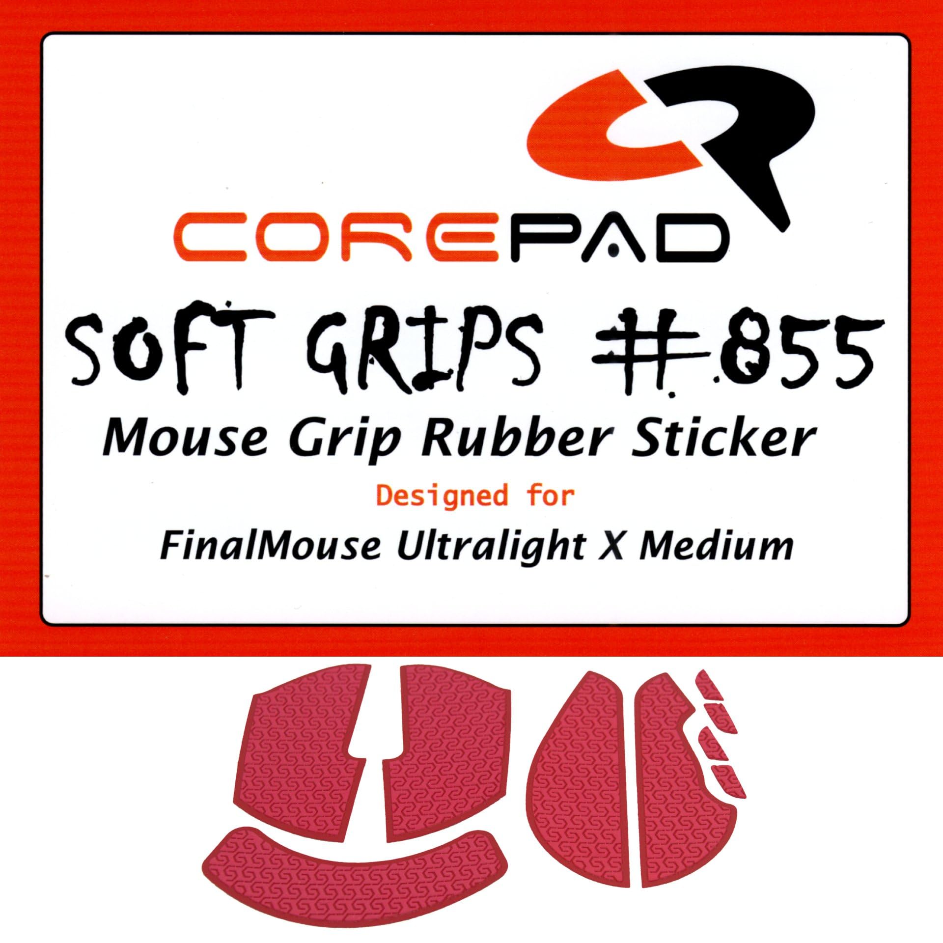 

Corepad Soft Grips Grip Tape for FinalMouse Ultralight X Medium Lion (M), 1 Set, Soft Polymer Rubber (Red)