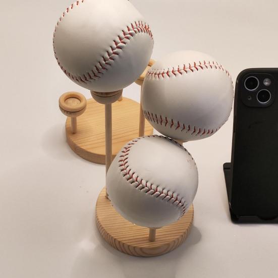 1 Set Wooden Baseball Display Stand 3 Balls Show Holder Multifunction Tennis Golf Sports Balls Base Desktop Rack Baseball Enthusiast Gift