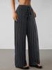Women Striped Drawstring Waist Wide Leg Pants Loose Fit Casual Trousers