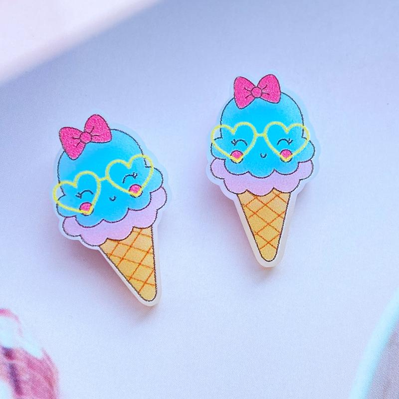 20Pcs Mini Lovely Cartoon Ice Cream Flat Back Resin Art Supply Decoration Charm Craft Hair Bow Accessories H520
