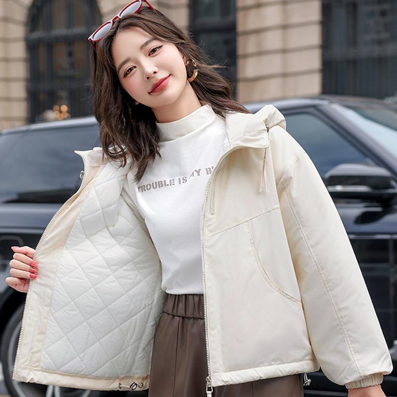 Dámské módní zimní bundy s kapucí, ležérní parka, dámské s dlouhým rukávem, hřejivé krátké kabáty