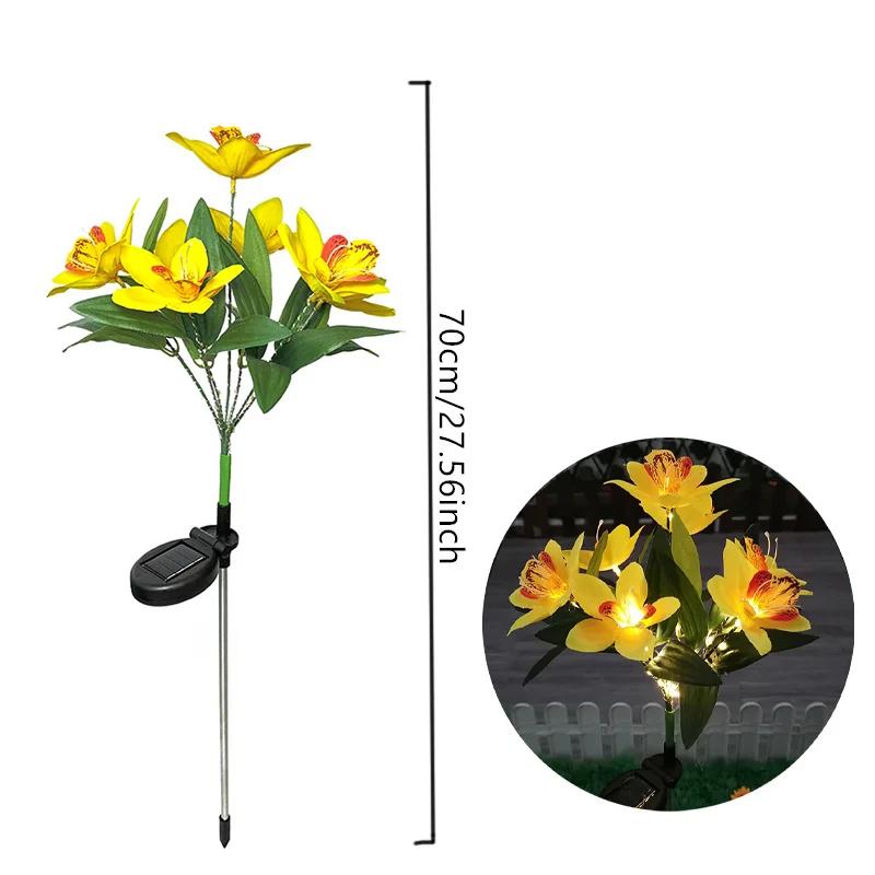 Solar Garden Lights Outdoor Solar Garden Lights with Orchid Flower Lights Waterproof Solar Lawn Lights for Garden Lawn Decor