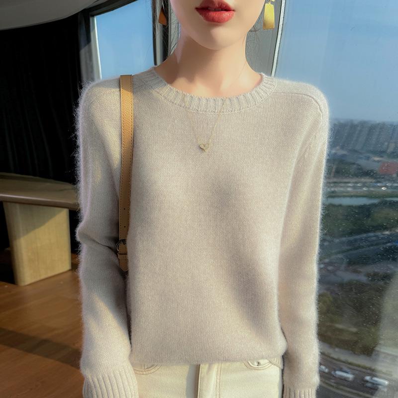 Women's Thickened Round Neck Cashmere Sweater - Autumn/Winter Loose Knit Pullover
