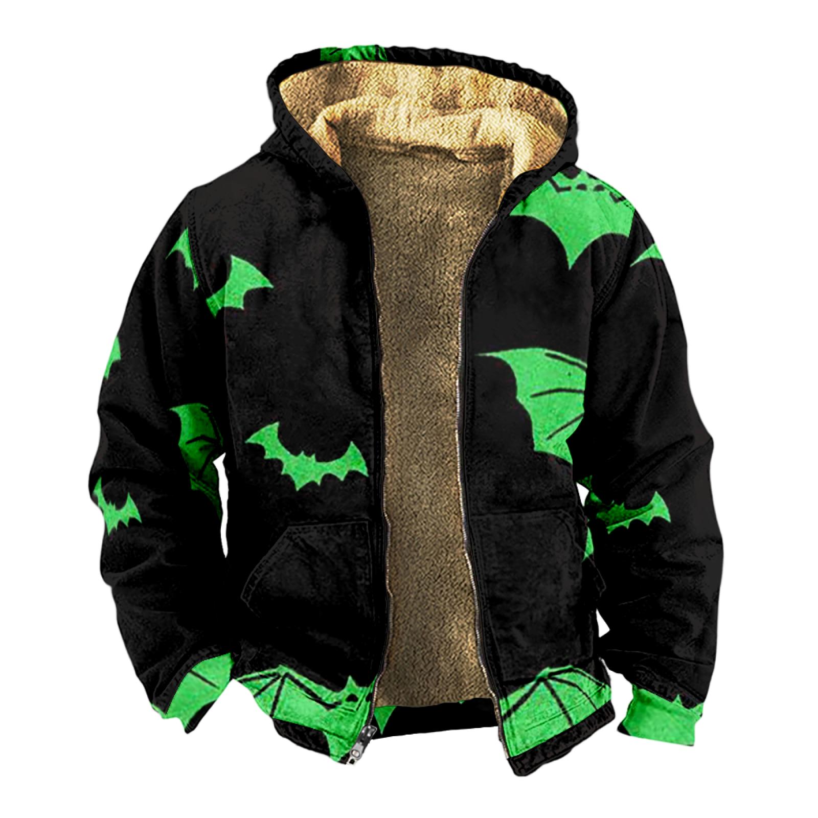 

Чоловічий товстий зимовий бавовняний костюм з довгим рукавом і блискавкою з принтом XXXXL зелений